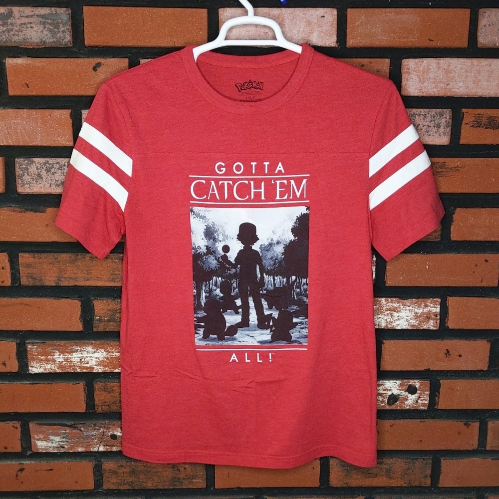 Pokemon Men's Large Tee 2010 Gotta Catch Em All Vintage Jersey Red Ash